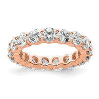 Load image into Gallery viewer, 14k Rose Gold Polished Size 4 Shared Prong 3 carat Diamond Complete Eternity Band
