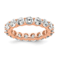 Load image into Gallery viewer, 14k Rose Gold Polished Size 5 Shared Prong 3 carat Diamond Complete Eternity Band
