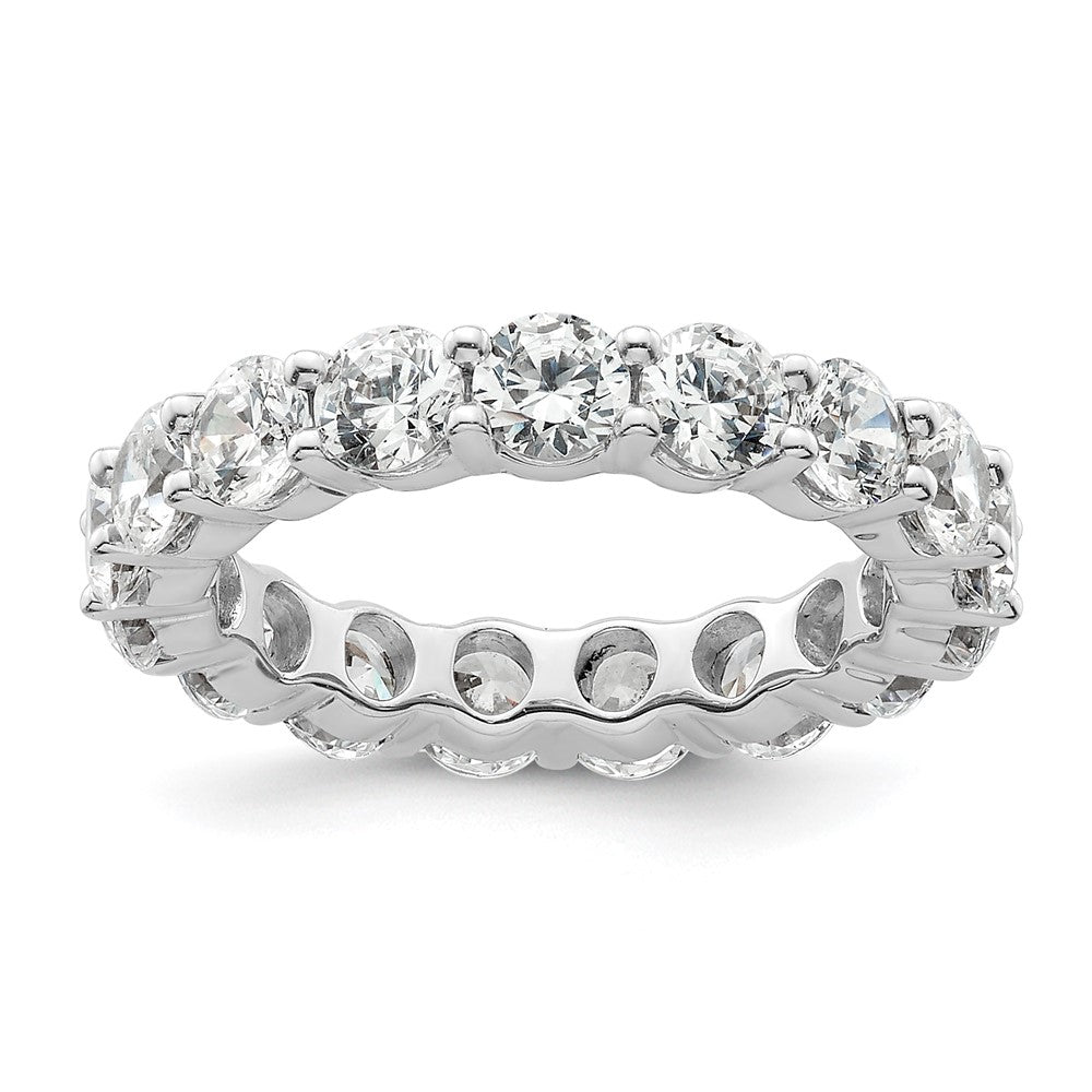 14k White Gold Polished Size 5.5 Shared Prong 3 carat Diamond Complete Eternity Band