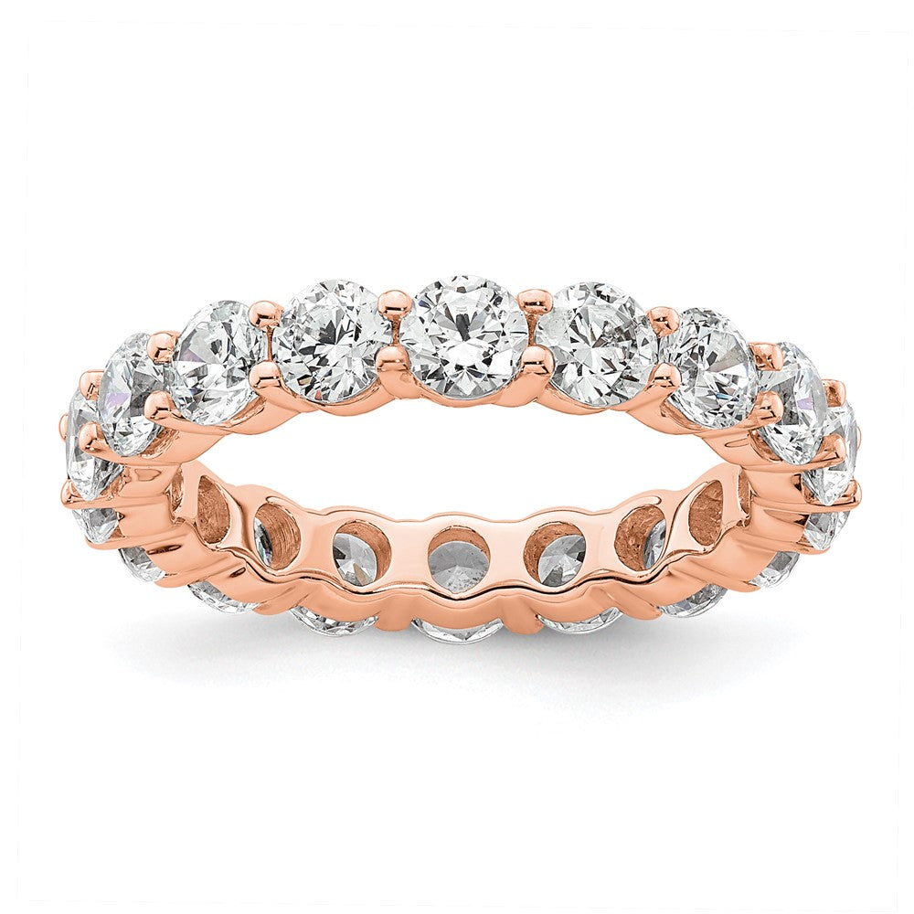 14k Rose Gold Polished Size 6.5 Shared Prong 3 carat Diamond Complete Eternity Band