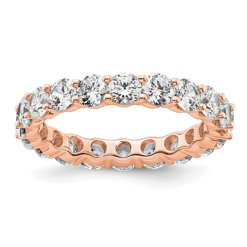 14k Rose Gold Polished Size 8 Shared Prong 3 carat Diamond Complete Eternity Band