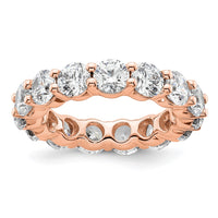 Load image into Gallery viewer, 14k Rose Gold Polished Size 5.5 Shared Prong 4 carat Diamond Complete Eternity Band
