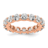 Load image into Gallery viewer, 14k Rose Gold Polished Size 6.5 Shared Prong 4 carat Diamond Complete Eternity Band
