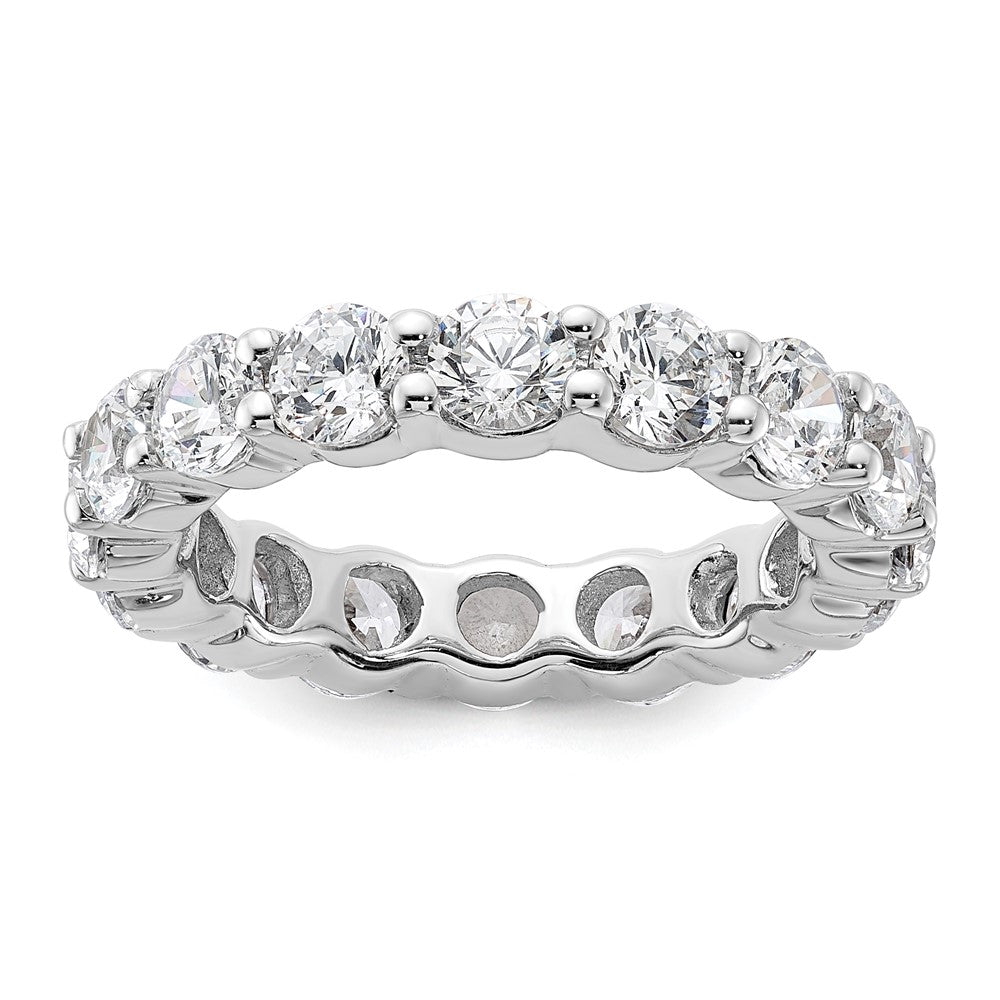 14k White Gold Polished Size 7 Shared Prong 4 carat Diamond Complete Eternity Band