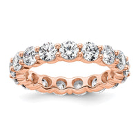 Load image into Gallery viewer, 14k Rose Gold Polished Size 8 Shared Prong 4 carat Diamond Complete Eternity Band
