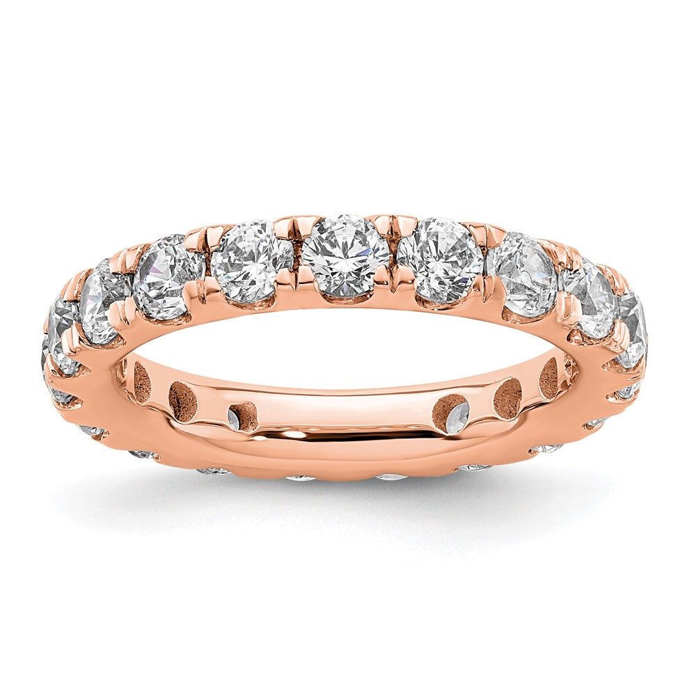 14k Rose Gold Polished Size 4 U-Shared Prong 2 carat Diamond Complete Eternity Band