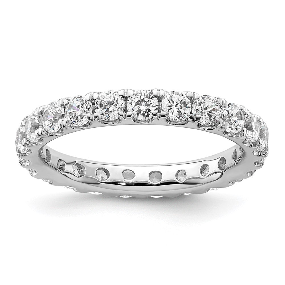 14k White Gold Polished Size 8 U-Shared Prong 2 carat Diamond Complete Eternity Band