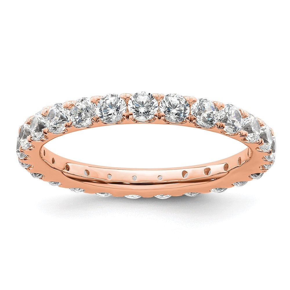 14k Rose Gold Polished Size 9 U-Shared Prong 2 carat Diamond Complete Eternity Band