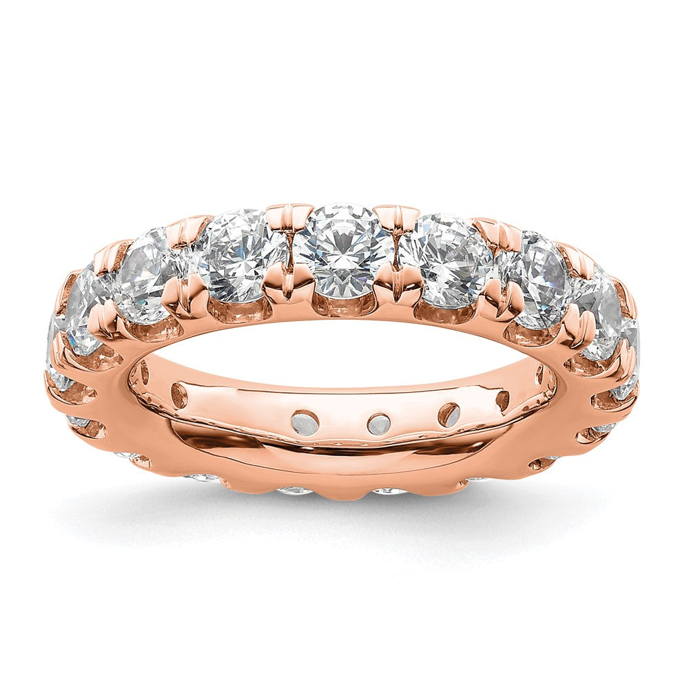 14k Rose Gold Polished Size 4 U-Shared Prong 3 carat Diamond Complete Eternity Band