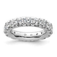 Load image into Gallery viewer, 14k White Gold Polished Size 4 U-Shared Prong 3 carat Diamond Complete Eternity Band
