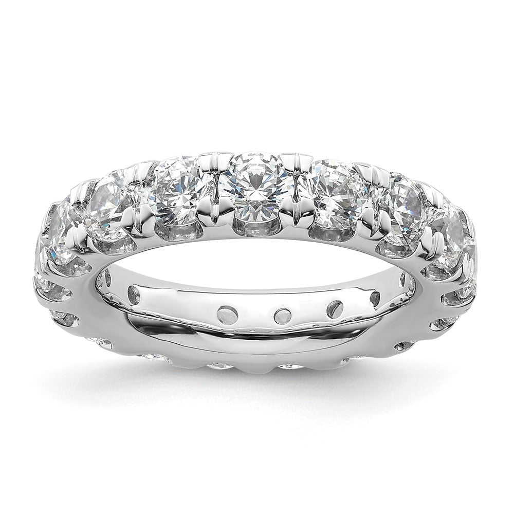 14k White Gold Polished Size 4.5 U-Shared Prong 3 carat Diamond Complete Eternity Band
