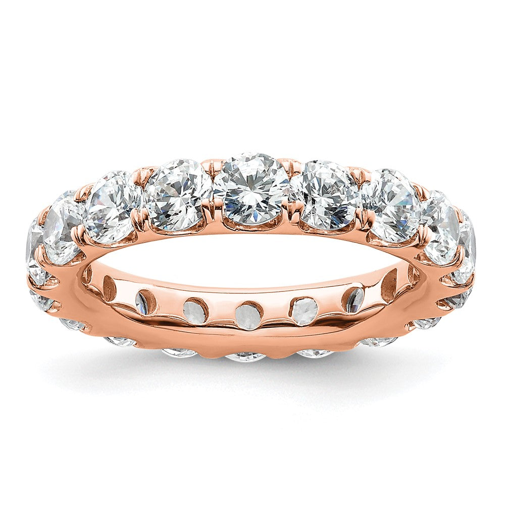 14k Rose Gold Polished Size 5 U-Shared Prong 3 carat Diamond Complete Eternity Band