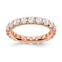 Load image into Gallery viewer, 14k Rose Gold Polished Size 7 U-Shared Prong 3 carat Diamond Complete Eternity Band

