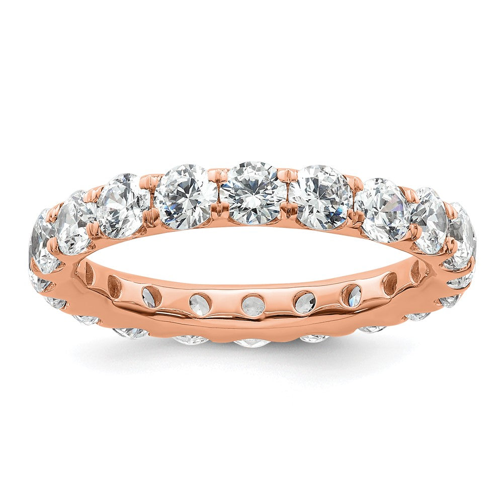 14k Rose Gold Polished Size 9 U-Shared Prong 3 carat Diamond Complete Eternity Band