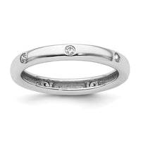 Load image into Gallery viewer, 14k White Gold Polished Size 4.5 Bezel-set 1/10 carat Diamond Complete Eternity Band
