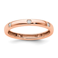 Load image into Gallery viewer, 14k Rose Gold Polished Size 5.5 Bezel-set 1/10 carat Diamond Complete Eternity Band
