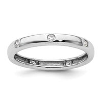 Load image into Gallery viewer, 14k White Gold Polished Size 5 Bezel-set 1/10 carat Diamond Complete Eternity Band
