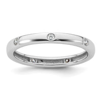 Load image into Gallery viewer, 14k White Gold Polished Size 6.5 Bezel-set 1/10 carat Diamond Complete Eternity Band
