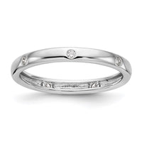 Load image into Gallery viewer, 14k White Gold Polished Size 7.5 Bezel-set 1/10 carat Diamond Complete Eternity Band
