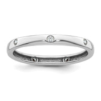 Load image into Gallery viewer, 14k White Gold Polished Size 8 Bezel-set 1/10 carat Diamond Complete Eternity Band
