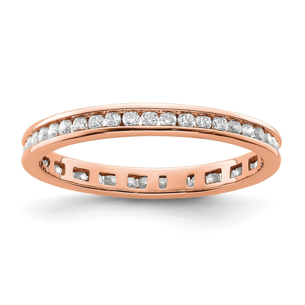 14k Rose Gold Polished Size 8.5 Channel-set 1/2 carat Diamond Complete Eternity Band