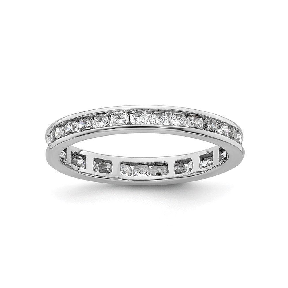 14k White Gold Polished Size 8.5 Channel-set 1 carat Diamond Complete Eternity Band