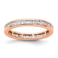 Load image into Gallery viewer, 14k Rose Gold Polished Size 6.5 Channel-set 1 carat Princess Diamond Complete Eternity Band
