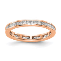 Load image into Gallery viewer, 14k Rose Gold Polished Size 7 Channel-set 1 carat Princess Diamond Complete Eternity Band
