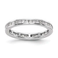 Load image into Gallery viewer, 14k White Gold Polished Size 7.5 Channel-set 2 carat Princess Diamond Complete Eternity Band
