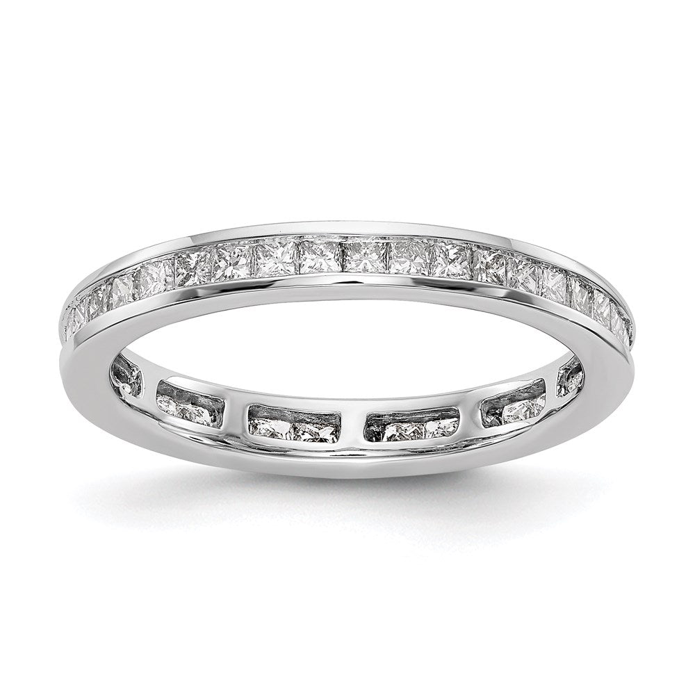 14k White Gold Polished Size 7 Channel-set 2 carat Princess Diamond Complete Eternity Band