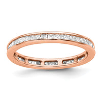 Load image into Gallery viewer, 14k Rose Gold Polished Size 8 Channel-set 1 carat Princess Diamond Complete Eternity Band
