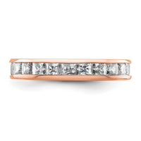 Load image into Gallery viewer, 14k Rose Gold Polished Size 4.5 Channel-set 2 carat Princess Diamond Complete Eternity Band
