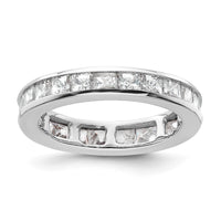 Load image into Gallery viewer, 14k White Gold Polished Size 4.5 Channel-set 2 carat Princess Diamond Complete Eternity Band
