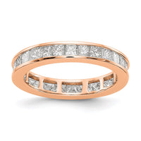 Load image into Gallery viewer, 14k Rose Gold Polished Size 7 Channel-set 2 carat Princess Diamond Complete Eternity Band
