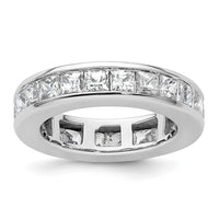 Load image into Gallery viewer, 14k White Gold Polished Size 4.5 Channel-set 3 carat Princess Diamond Complete Eternity Band
