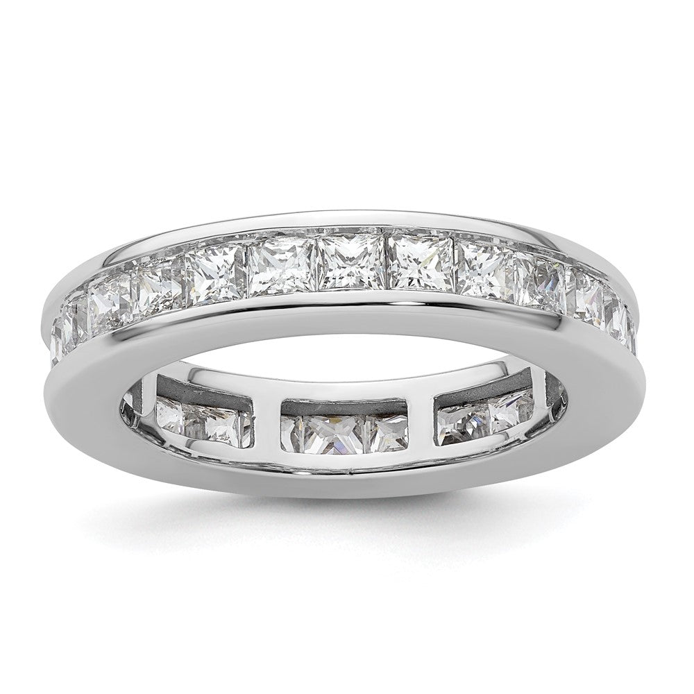 14k White Gold Polished Size 8 Channel-set 3 carat Princess Diamond Complete Eternity Band