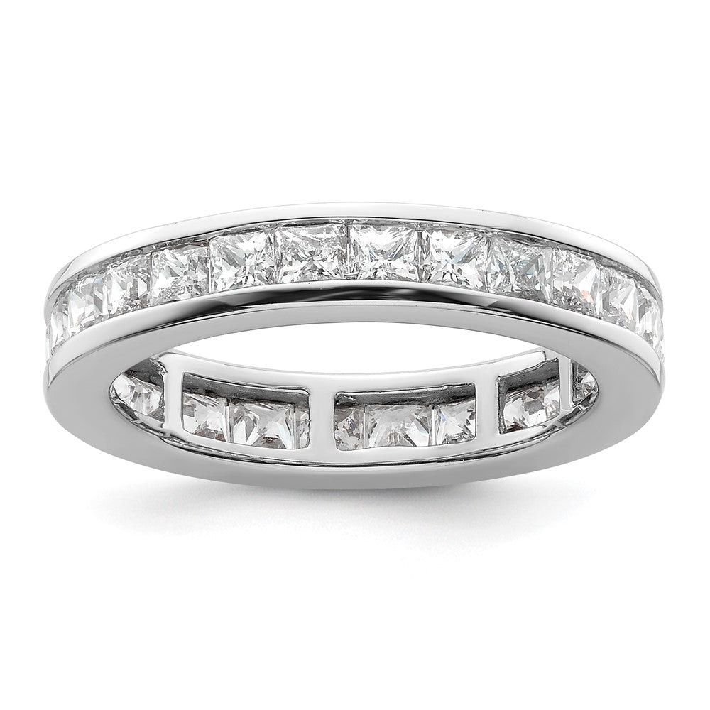 14k White Gold Polished Size 9 Channel-set 3 carat Princess Diamond Complete Eternity Band