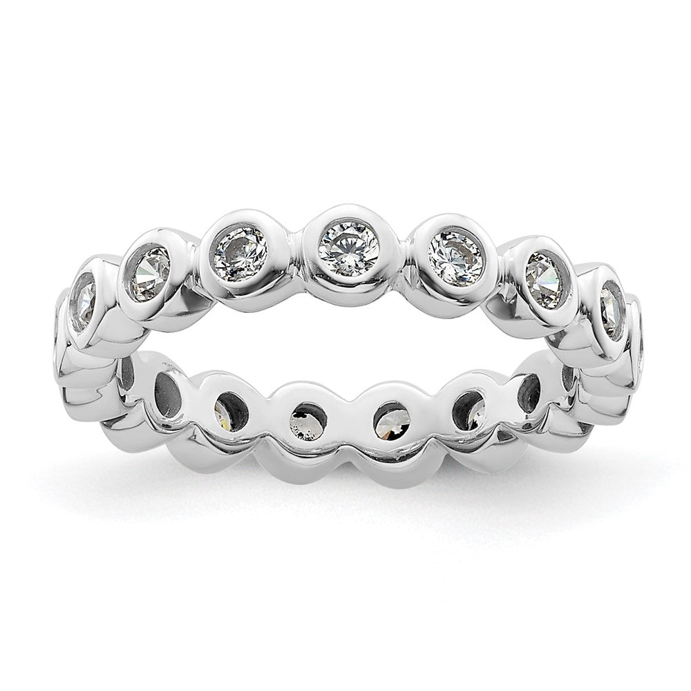 14k White Gold Polished Size 4 Bezel-set 1/2 carat Diamond Complete Eternity Band