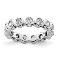 Load image into Gallery viewer, 14k White Gold Polished Size 4 Bezel-set 1 carat Diamond Complete Eternity Band
