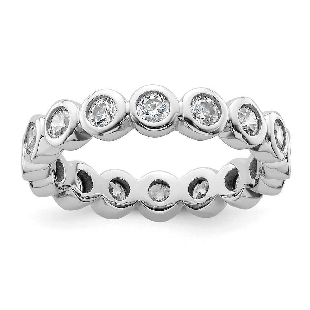 14k White Gold Polished Size 6.5 Bezel-set 1 carat Diamond Complete Eternity Band