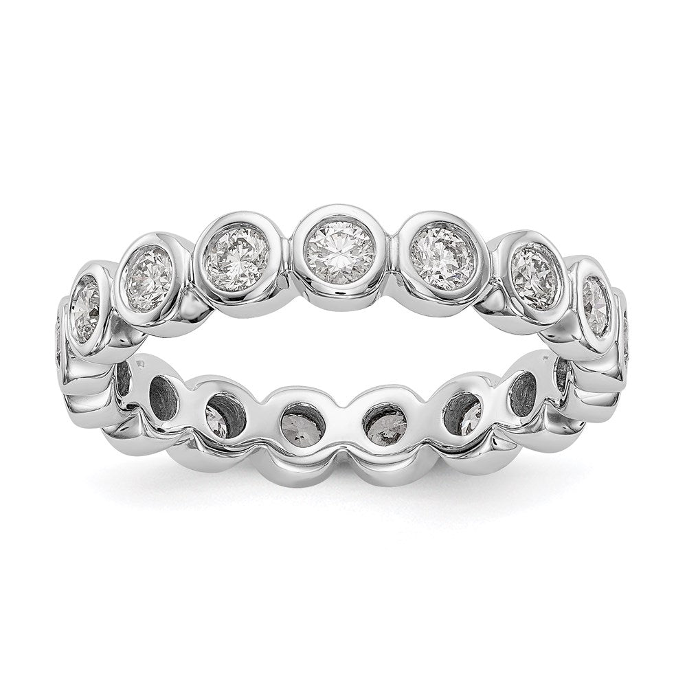 14k White Gold Polished Size 7 Bezel-set 1 carat Diamond Complete Eternity Band