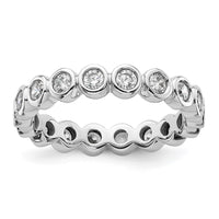 Load image into Gallery viewer, 14k White Gold Polished Size 8 Bezel-set 1 carat Diamond Complete Eternity Band
