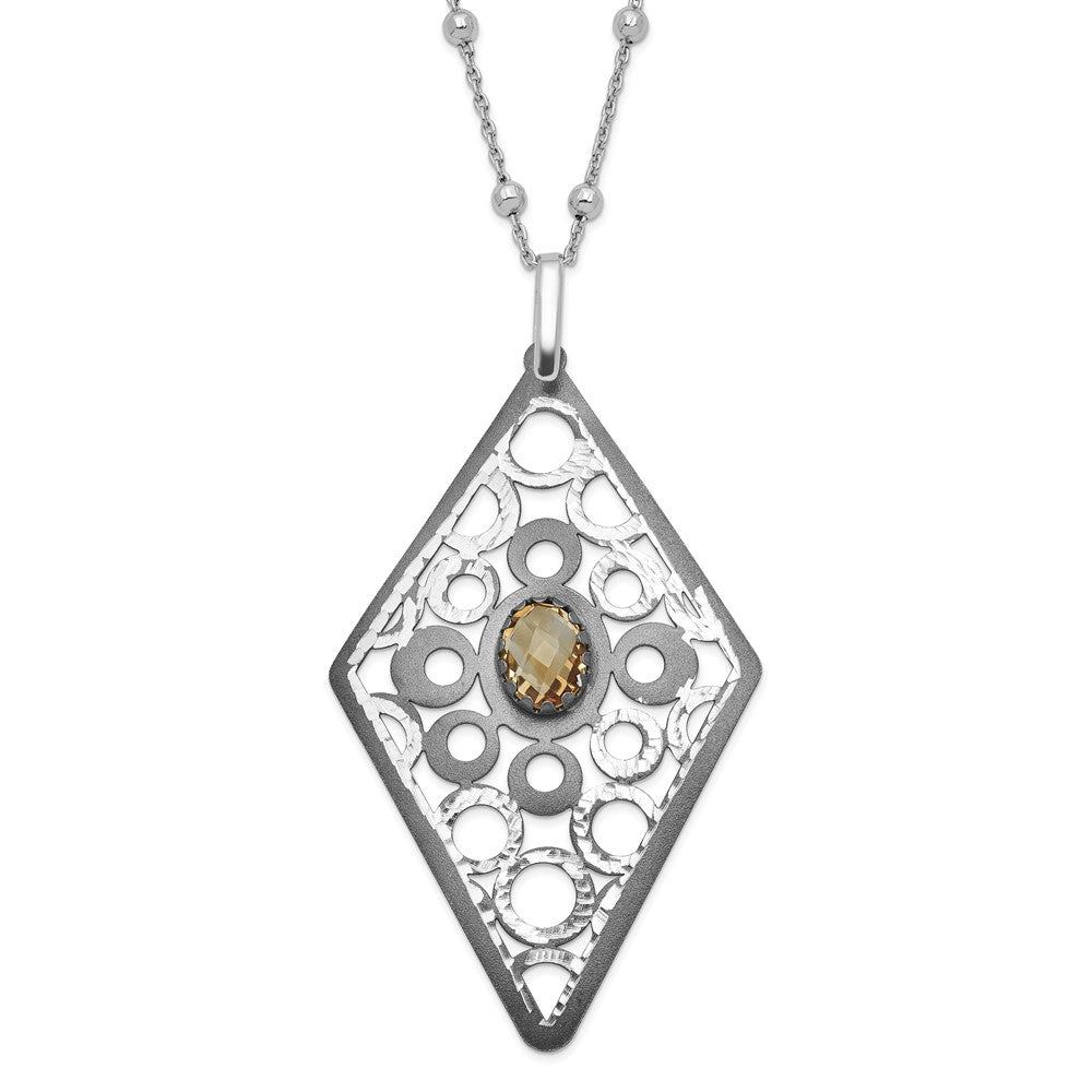 Sterling Silver Ruthenium-plated Citrine w/2in ext Necklace