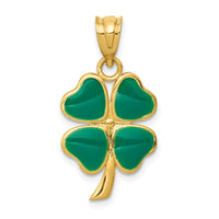 Load image into Gallery viewer, 14k Enameled Four Leaf Clover Pendant
