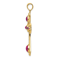 Load image into Gallery viewer, 14K Ruby and Emerald Cabochon Cross Pendant
