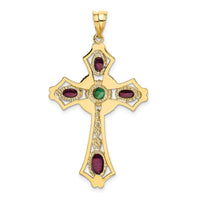 Load image into Gallery viewer, 14K Ruby and Emerald Cabochon Cross Pendant
