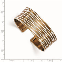Load image into Gallery viewer, Sterling Silver w/Chocolate Rhodium Diamond-cut Cuff Bangle

