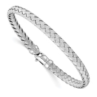 Load image into Gallery viewer, Sterling Rhodium-plated Weaved Silver Bangle
