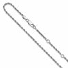 Sterling Silver RH-plt 2.2mm D/C Rope 1in+1in Adjustable Chain