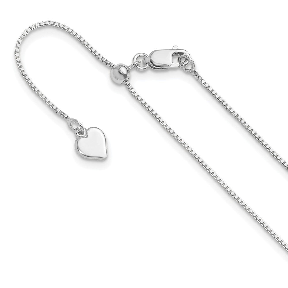 Sterling Silver RH-plated Adjustable .85mm Box Chain